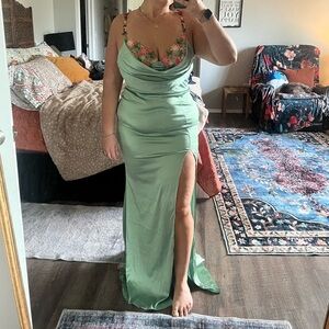 Floral Green Evening Gown